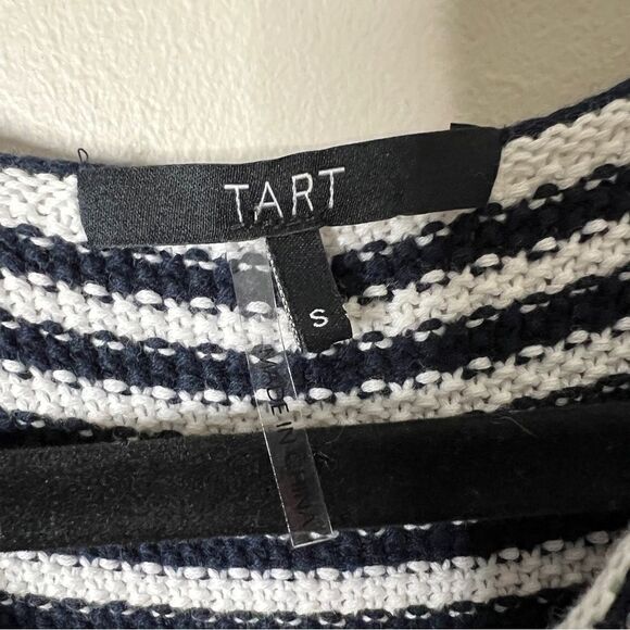 Tart Women’s Sleeveless Navy & White Stripe Peplum Sweater Tank Size Small - Picture 3 of 7